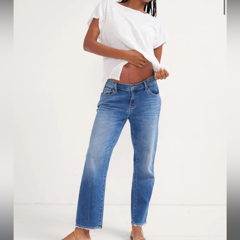 Hatch Blue Boyfriend Jeans Cropped Ankle Length